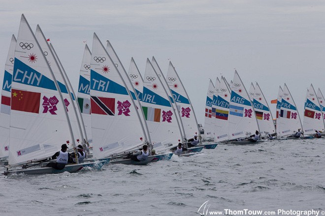 Laser fleet in Weymouth - London 2012 Olympic Sailing Competition © Thom Touw http://www.thomtouw.com